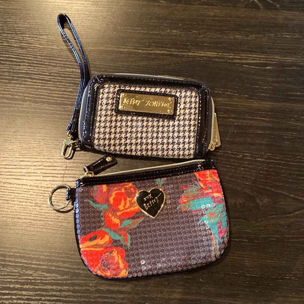 BOTH OF THESE Betsey Johnson wristlet and bag Both perfect condition!!